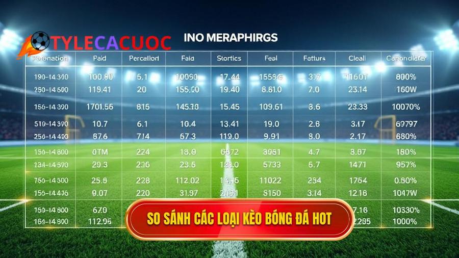 Bảng so sánh các loại kèo phổ biến trong trận hot